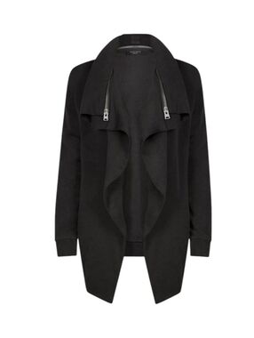 AllSaints Dahlia Sweat Open Front Draped Cardigan Jacket - Black Small